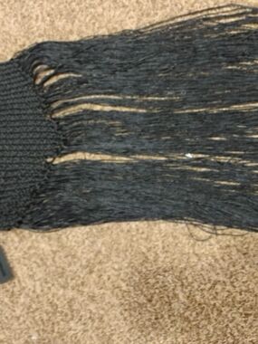 Black Fringed Knit Scarf